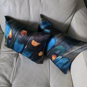 Blue and Black Butterfly Wing Silk Throw Pillows